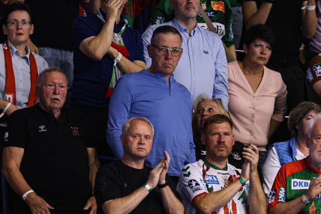 National team coach Alfred Gislason watches the game: Handball Bundesliga 2026–2027 season, SC Magdeburg vs. THW Kiel at the GETEC Arena in Magdeburg. Handball, Germany, September 30, 2026