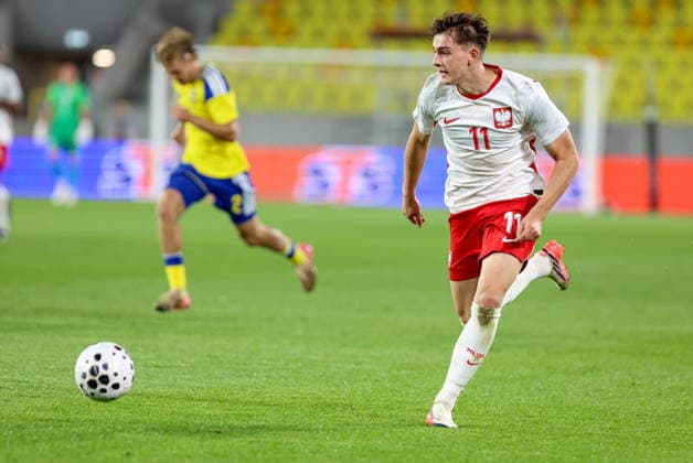 30.09.2026, Katowice Mecz eliminacji do Mlodziezowych Mistrzostw Europy Polska - Szwecja - Football Euro U21, U 21 - qualifications Match Poland - Sweden Nz. Bartosz Mazurek Fot. Michal Chwieduk Arena Akcji NEWSPIX.PL --- newspix.pl