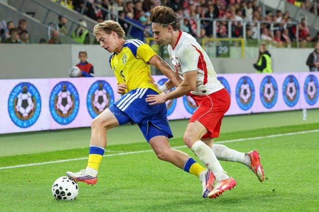 Katowice 30.09.2026. Football European Qualifiers match between Poland U21, U 21 and Sweden U21 in Katowice, Poland --- Mecz eliminacji do Mistrzostw Europy pomiedzy Polska U21 a Szwecja U21 w Katowicach, Polska Persons Shown : Marcel Krajewski Fot. Michal Gaciarz Arena Akcji NEWSPIX.PL --- newspix.pl