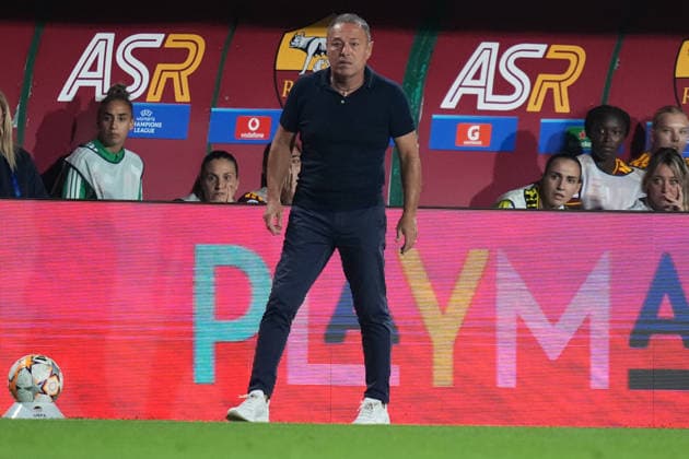 Roma™s head coach Gianpiero Piovani during the Uefa Women™s Champions League soccer match between Roma and Barcellona at the Rome s Tre Fontane stadium, Italy - Wednesday September 30, 2026 - Soccer ( Photo by Alfredo Falcone LaPresse )  Copyright: xAlfredoxFalcone LaPressex