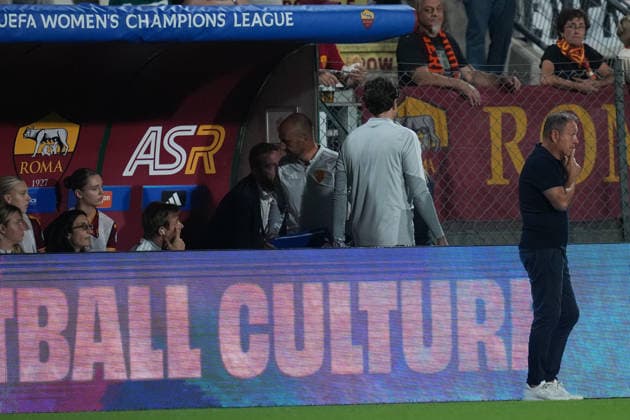 Roma™s head coach Gianpiero Piovani during the Uefa Women™s Champions League soccer match between Roma and Barcellona at the Rome s Tre Fontane stadium, Italy - Wednesday September 30, 2026 - Soccer ( Photo by Alfredo Falcone LaPresse )  Copyright: xAlfredoxFalcone LaPressex