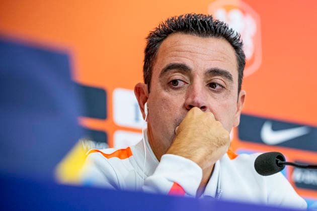 THESSALONIKI Netherlands head coach Xavi Hernandez during the press conference ahead of the UEFA Nations League match between Greece and the Netherlands at Toumba Stadium on September 30, 2026, in Thessaloniki, Greece. Photo by DeFodi Images