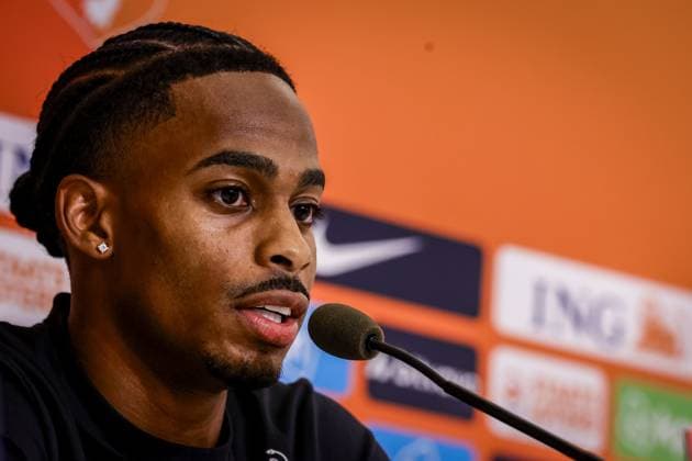 THESSALONIKI , 30-09-2026 , Toumba Stadium , season 2026 2027 , UEFA Nations League football , Picture shows Netherlands player Crysencio Summerville during the press conference, PK, Pressekonferenz md-1 Press conference Netherlands in Thessaloniki x207760260x Copyright: