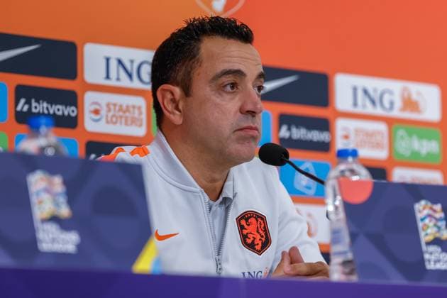 THESSALONIKI - Netherlands Head Coach Xavi Hernandez during the press conference, PK, Pressekonferenz on 30 September 2026 regarding the UEFA Nations League match between Greece and the Netherlands at the Toumba Stadium on 1 October 2026 in Thessaloniki, Greece. MARCEL TER BALS ANP UEFA Nations League 2026 27 xVIxANPxSportx xMarcelxterxBalsxIVx 570917371 originalFilename: 570917371
