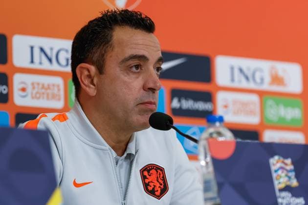 THESSALONIKI - Netherlands Head Coach Xavi Hernandez during the press conference, PK, Pressekonferenz on 30 September 2026 regarding the UEFA Nations League match between Greece and the Netherlands at the Toumba Stadium on 1 October 2026 in Thessaloniki, Greece. MARCEL TER BALS ANP UEFA Nations League 2026 27 xVIxANPxSportx xMarcelxterxBalsxIVx 570917376 originalFilename: 570917376