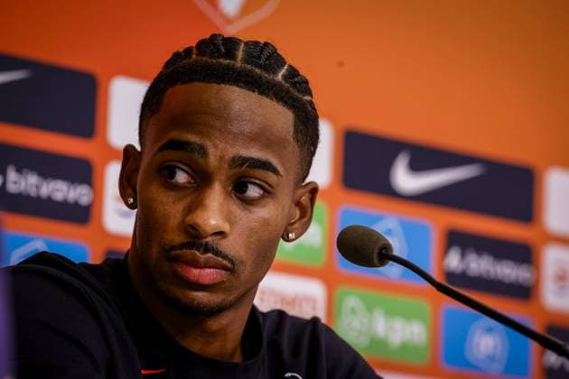 THESSALONIKI , 30-09-2026 , Toumba Stadium , season 2026 2027 , UEFA Nations League football , Picture shows Netherlands player Crysencio Summerville during the press conference, PK, Pressekonferenz md-1 Press conference Netherlands in Thessaloniki x207760265x Copyright: