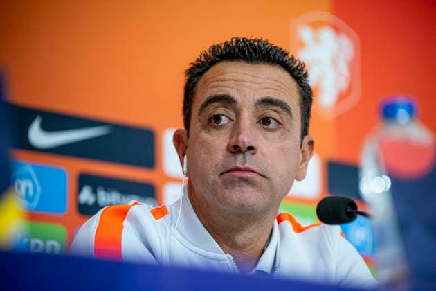THESSALONIKI Netherlands head coach Xavi Hernandez during the press conference ahead of the UEFA Nations League match between Greece and the Netherlands at Toumba Stadium on September 30, 2026, in Thessaloniki, Greece. Photo by DeFodi Images