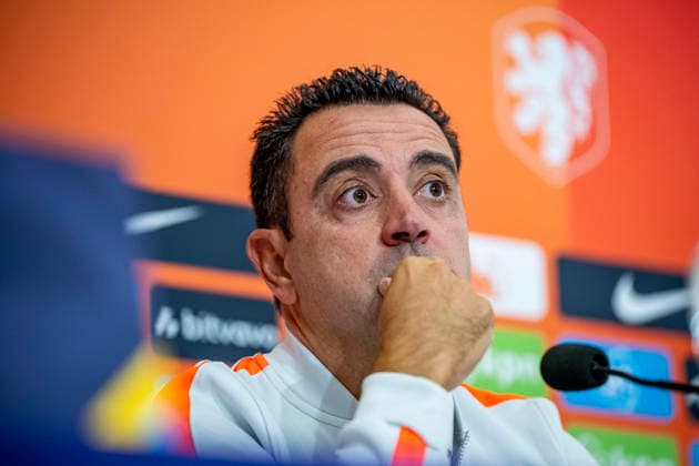 THESSALONIKI Netherlands head coach Xavi Hernandez during the press conference ahead of the UEFA Nations League match between Greece and the Netherlands at Toumba Stadium on September 30, 2026, in Thessaloniki, Greece. Photo by DeFodi Images