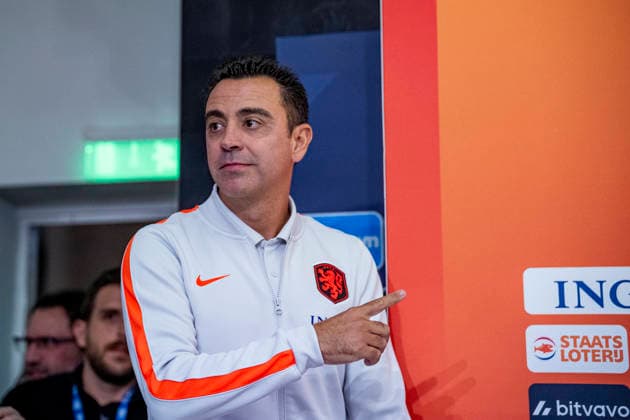 Thessaloniki, Greece: Netherlands head coach Xavi Hernandez at the press conference ahead of the UEFA Nations League match between Greece and the Netherlands at Toumba Stadium on September 30, 2026, in Thessaloniki, Greece. Photo by DeFodi Images