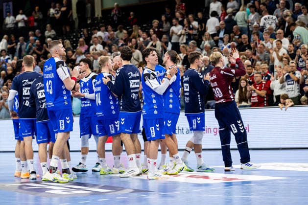 FLENSBURG, GERMANY - SEPTEMBER 30: celebration after victory SG Flensburg-Handewitt during the EHF European League match between SG Flensburg-Handewitt vs Fraikin BM. Granollers at GGW Arena on matchday 1 of the Group Matches Group E on September 30, 2026 in Flensburg, Germany. Schleswig-Holstein Germany Copyright: xMarioxM.xKobergx