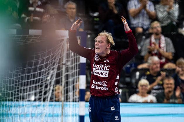 FLENSBURG, GERMANY - SEPTEMBER 30: celebration goal celebration Simon Möller (SG Flensburg-Handewitt, 30) during the EHF European League match between SG Flensburg-Handewitt vs Fraikin BM. Granollers at GGW Arena on matchday 1 of the Group Matches Group E on September 30, 2026 in Flensburg, Germany. Schleswig-Holstein Germany Copyright: xMarioxM.xKobergx
