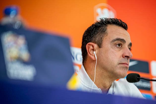 THESSALONIKI Netherlands head coach Xavi Hernandez during the press conference ahead of the UEFA Nations League match between Greece and the Netherlands at Toumba Stadium on September 30, 2026, in Thessaloniki, Greece. Photo by DeFodi Images