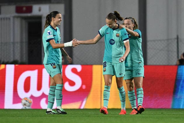 IPA89151565 - Caroline Graham Hansen of F.C. Barcelona celebrates after scoring the goal that made the score 0-1 during Matchday 2 of the 2026 27 UEFA Women s Champions League group stage, a soccer match between A.S. Roma and F.C. Barcelona at Tre Fontane Stadium on September 30, 2026, in Rome, Italy.  Copyright: xDomenicoxCippitelli IPAxSportx xx IPA89151565