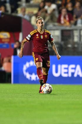 SOCCER - Women s Champions League - AS Roma vs. FC Barcelona, Barca Photo by IPA ABACAPRESS.COM89151556 - Elisabetta Oliviero of A.S. Roma Femminile is in action during Matchday 2 of the 2026 27 UEFA Women s Champions League group stage, a soccer match between A.S. Roma and FC Barcelona at Tre Fontane Stadium on September 30, 2026, in Rome, Italy. Rome Italy Copyright: xIPAxSport ABACAx
