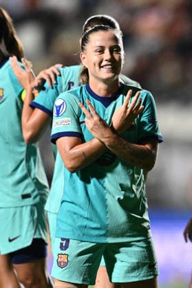 SOCCER - Women s Champions League - AS Roma vs. FC Barcelona, Barca Photo by IPA ABACAPRESS.COM89151550 - Claudia Pina of F.C. Barcelona celebrates after scoring the goal that made the score 0-3 during Matchday 2 of the 2026 27 UEFA Women s Champions League group stage, a soccer match between A.S. Roma and F.C. Barcelona at the Tre Fontane Stadium on September 30, 2026, in Rome, Italy. Rome Italy Copyright: xIPAxSport ABACAx