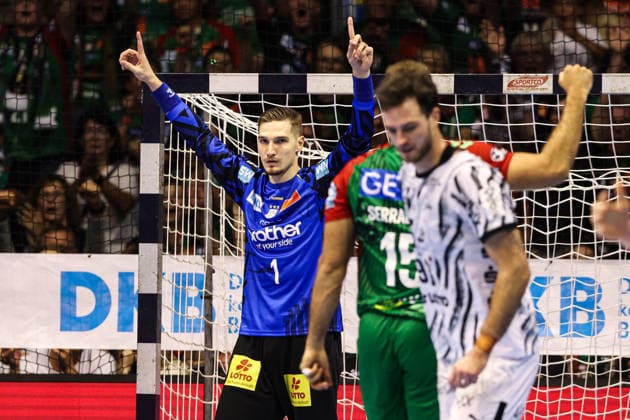 Goalkeeper Dominik Kuzmanovic, SC Magdeburg, Handball Bundesliga Season 2026–2027: SC Magdeburg vs. THW Kiel at the GETEC Arena in Magdeburg; Action, Handball, Germany, September 30, 2026