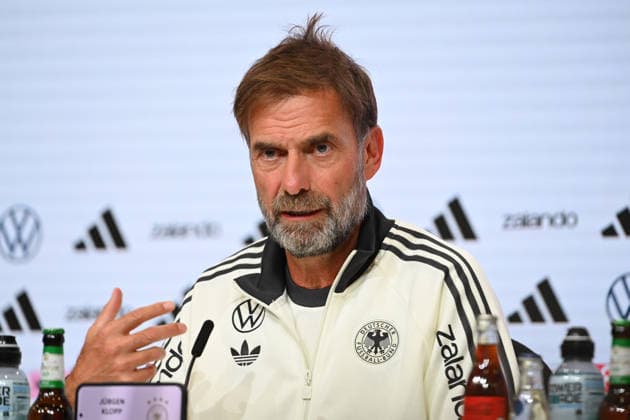 German National Team Coach Juergen KLOPP GER, Gesture, Single Frame, Cropped Single Shot, Portrait, Press Conference on September 30, 2026, UEFA Nations League group stage, Group B, Matchday 3: Germany (GER) vs. Serbia (SRB) on October 1, 2026, ALLIANZ ARENA Â