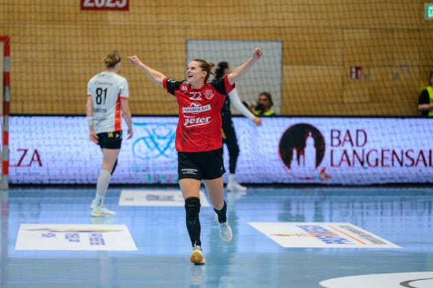 Teresa von Prittwitz of Thueringer HC, 22, celebrating a goal (GER), Thueringer HC vs. HSG Blomberg Lippe, Handball, DHB Cup, 2026–2027 season, 2nd round, Wednesday, 7:00 p.m., September 30, 2026, GER, Thueringer HC vs. HSG Blomberg Lippe, handball, DHB Cup, 2026–2027 season, Round 2, Wednesday, 7:00 p.m., September 30, 2026, Bad Langensalza Copyright: xMartinxHerbstx