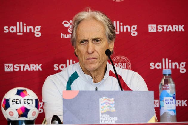 Portugal Training And press conference, PK, Pressekonferenz Jorge Jesus, head coach of Portugal, attends a press conference ahead of the UEFA Nations League 2026 27 Group A4 match against Denmark at Parken Stadium in Copenhagen, Denmark, on September 30, 2026. Copenhagen Denmark  Copyright: xKristianxTuxenxLadegaardxBergx originalFilename:berg-portugal260930_npIYV.jpg