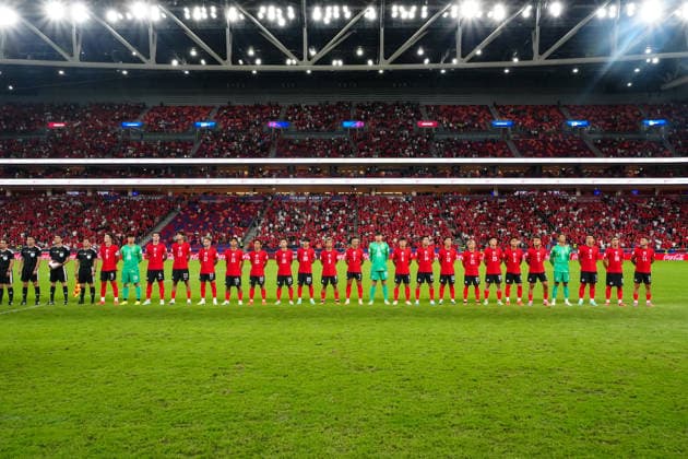HONG KONG-SPORTS ASEAN-CUP Players of Hong Kong, China and Brunei walk onto the pitch and assemble for pre-match formalities ahead of their FIFA ASEAN Cup Tier 2 group stage encounter at Kai Tak Stadium on September 30, 2026 in Hong Kong. (Photo by Zulu Lo TMHK via Nexpher Images) Hong Kong