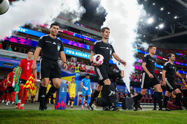 HONG KONG-SPORTS ASEAN-CUP Players of Hong Kong, China and Brunei walk onto the pitch and assemble for pre-match formalities ahead of their FIFA ASEAN Cup Tier 2 group stage encounter at Kai Tak Stadium on September 30, 2026 in Hong Kong. (Photo by Zulu Lo TMHK via Nexpher Images) Hong Kong