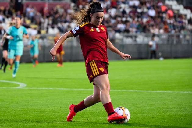 Giada Pellegrino Cimo of AS Roma in action during the Women s Champions league football match between AS Roma and FC Barcelona, Barca at Tre Fontane stadium in Rome (Italy), September 30, 2026. AndreaxStaccioli
