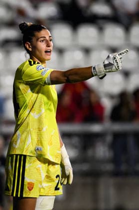 Rachele Baldi of AS Roma gestures during the Women s Champions league football match between AS Roma and FC Barcelona, Barca at Tre Fontane stadium in Rome (Italy), September 30, 2026. AndreaxStaccioli