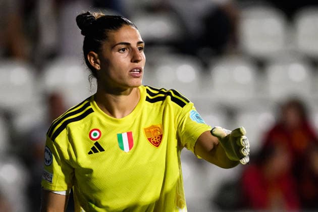 Rachele Baldi of AS Roma gestures during the Women s Champions league football match between AS Roma and FC Barcelona, Barca at Tre Fontane stadium in Rome (Italy), September 30, 2026. AndreaxStaccioli