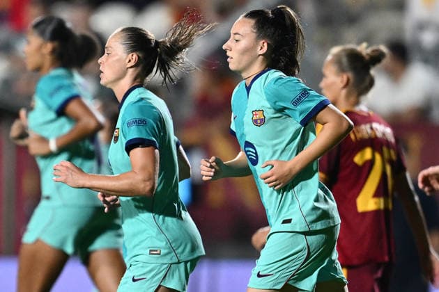 IPA89157757 - Ewa Pajor of F.C. Barcelona celebrates after scoring the goal that made the score 0-6 during Matchday 2 of the 2026 27 UEFA Women s Champions League group stage, a soccer match between A.S. Roma and F.C. Barcelona at the Tre Fontane Stadium on September 30, 2026, in Rome, Italy.  Copyright: xDomenicoxCippitelli IPAxSportx xx IPA89157757
