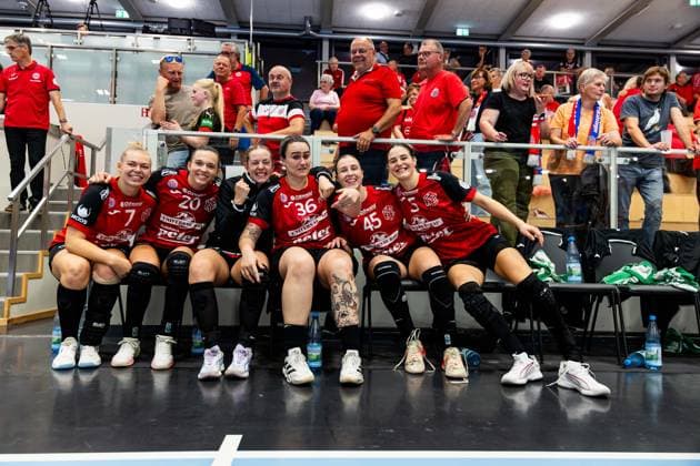 September 30, 2026, GER, Handball, Women, 2026–2027 Season, DHB Cup, Round 2 (Round of 16), Thuringer HC vs. HSG Blomberg Lippe: Lotta Heider (Thuringer HC, 7), Jana Leonie Scheib (Thuringer HC, 20), Levke Kretschmann (Thuringer HC, 14), Macela Arounian (Thuringer HC, 36), Jolina Huhnstock, Thuringer HC, 45, Luca Csikos, Thuringer HC, 5, 99947 Bad Langensalza, Salza, Halle, Sporthalle Mehrz, Thuringia, Germany