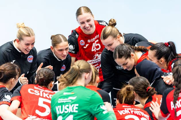September 30, 2026, GER, Handball, Women, 2026–2027 Season, DHB Cup, Round 2 (Round of 16): Thuringer HC vs. HSG Blomberg Lippe. Thuringer HC wins the cup match against HSG Blomberg Lippe and celebrates. Pictured are Dilayla Alarslan (Thuringer HC, 38) and Jolina Huhnstock (Thuringer HC, 45), Anna Szabo (Thüringer HC, 26), 99947 Bad Langensalza, Salza, Halle, Mehrz Sports Hall, Thuringia, Germany