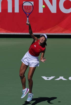 (261001) -- NAGOYA, Oct. 1, 2026 -- Zhang Shuai of China competes during the women s singles semifinals of tennis against Yuliya Putintseva of Kazakhstan at the 20th Asian Games Aichi-Nagoya 2026 in Nagoya, Japan, Oct. 1, 2026. ) (SP)JAPAN-NAGOYA-ASIAN GAMES-TENNIS-WOMEN S SINGLES LixBo