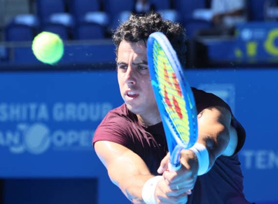 October 1, 2026, Tokyo, Japan - Jaume Munar of Spain returns the ball against Taylor Fritz of the United States during the first round match of the Japan Open tennis championship at the Ariake Colosseum in Tokyo on Thursday, October 1, 2026. (photo by Yoshio Tsunoda AFLO) Noxthirdxpartyxsales  0868287414st YoshioxTsunodax