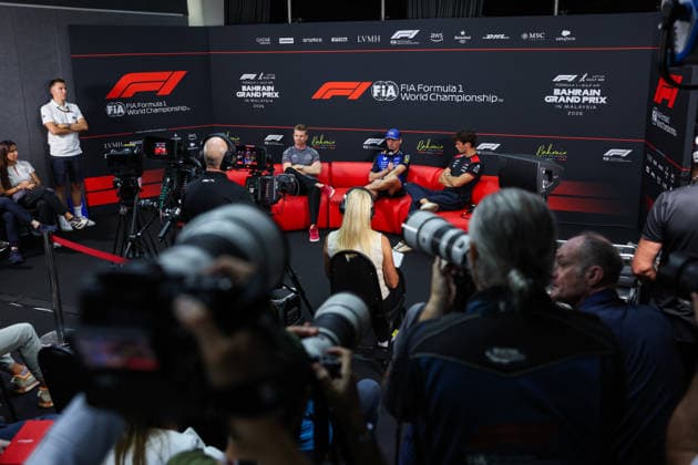 F1 - BAHRAIN GRAND PRIX IN MALAYSIA 2026 press conference, PK, Pressekonferenz HULKENBERG Nico (ger), Audi F1 Team R26, VERSTAPPEN Max (nld), Red Bull Racing Ford RB22, BEARMAN Ollie Oliver (gbr), TGR Haas F1 Team VF-26, portrait during the 2026 Formula 1 Bahrain Grand Prix in Malaysia, 16th round of the 2026 Formula One World Championship, WM, Weltmeisterschaft from October 2 to 4, 2026 on the Sepang International Circuit, in Sepang, Malaysia - SepangMalaysia  Copyright: xANTONINxVINCENTx