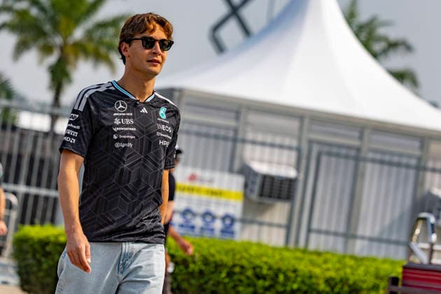 RECORD DATE NOT STATED 1st October 2026; Sepang IC, Kuala Lumpur, Malaysia; Formula 1, Bahrain Grand Prix, Arrival Day; George Russell (63) of Great Britain and Mercedes-AMG PETRONAS Formula One Team arriving at the Bahrain Grand Prix StephenxBlackberry