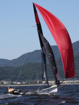 (261001) -- GAMAGORI, Oct. 1, 2026 -- Mak Hiu Tung Tiffany and Emily Grace Polson of China s Hong Kong compete during the Women s Skiff Opening Series Race of Sailing at the 20th Asian Games Aichi-Nagoya 2026 in Gamagori of Aichi Prefecture, Japan, Oct. 1, 2026. ) (SP)JAPAN-GAMAGORI-ASIAN GAMES-SAILING-WOMEN S SKIFF DengxHua