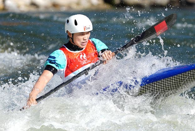 (261001) -- TOYOTA, Oct. 1, 2026 -- Chen Lin of China competes during the women s kayak single final of canoe slalom at the 20th Asian Games Aichi-Nagoya 2026 in Toyota of Aichi Prefecture, Japan, Oct. 1, 2026. ) (SP)JAPAN-TOYOTA-ASIAN GAMES-CANOE SLALOM-WOMEN S KAYAK SINGLE-FINAL ZhangxHaobo