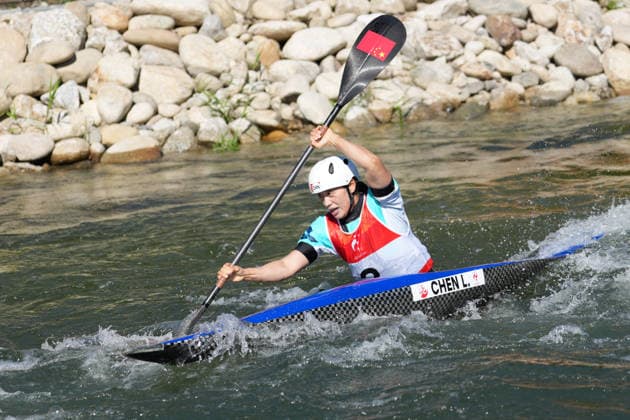 (261001) -- TOYOTA, Oct. 1, 2026 -- Chen Lin of China competes during the women s kayak single final of canoe slalom at the 20th Asian Games Aichi-Nagoya 2026 in Toyota of Aichi Prefecture, Japan, Oct. 1, 2026. ) (SP)JAPAN-TOYOTA-ASIAN GAMES-CANOE SLALOM-WOMEN S KAYAK SINGLE-FINAL ZhangxHaobo
