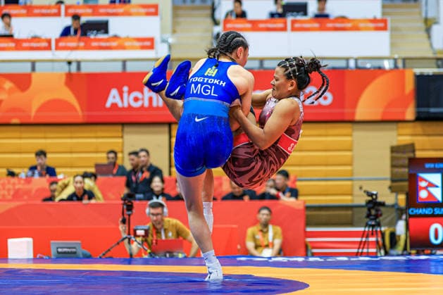 Asian Games, 62 kg Women s Weight Class: Altjin Togtokh (MGL) def. Sushila Chand (NEP) Copyright: xAmirrezaxAliasgarix
