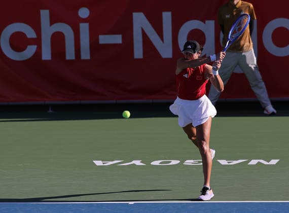(261001) -- NAGOYA, Oct. 1, 2026 -- Wang Xiyu of China competes during the women s singles semifinals of tennis against Alexandra Eala of the Philippines at the 20th Asian Games Aichi-Nagoya 2026 in Nagoya, Japan, Oct. 1, 2026. ) (SP)JAPAN-NAGOYA-ASIAN GAMES-TENNIS-WOMEN S SINGLES LixBo