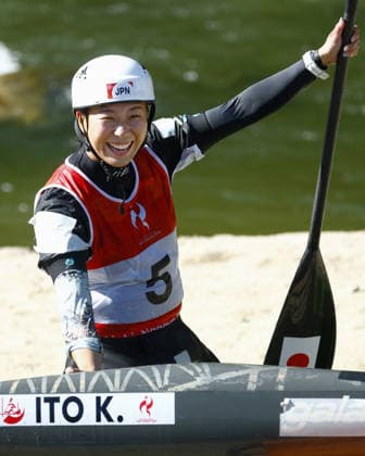 Aichi-Nagoya Asian Games: Canoe Slalom Japan s Kurumi Ito reacts after winning gold in the Aichi-Nagoya Asian Games women s kayak single at Yahagigawa Canoe Slalom Course in Toyota in Aichi Prefecture, central Japan, on Oct. 1, 2026. A14AA0005629604P