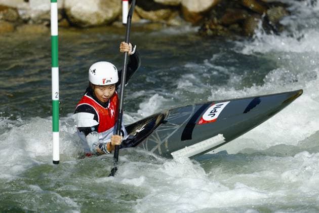 Aichi-Nagoya Asian Games: Canoe Slalom Japan s Kurumi Ito competes en route to winning gold in the Aichi-Nagoya Asian Games women s kayak single at Yahagigawa Canoe Slalom Course in Toyota in Aichi Prefecture, central Japan, on Oct. 1, 2026. A14AA0005629609P