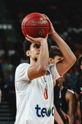 Adam Atamna of ratiopharm ulm controls the ball during the BKT EuroCup 2026–2027 game between ratiopharm ulm and Balkan Botevgrad at ratiopharm Arena on September 30, 2026, in Neu Ulm, Germany. Photo by Harry Langer, DeFodi Images