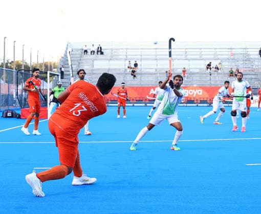 Asian Games 2026 Aichi-Nagoya, Japan India defeated Pakistan 4 3 in the men™s semifinal at the 20th Asian Games Aichi-Nagoya 2026 at Gifu Prefectural Green Stadium on Thursday, October 1, 2026, advancing to the final. Pakistan clawed their way back into the game to level the scores 3-3. Abhishek scored a stunning winner in the final minute of a thrilling Asian Games men s hockey semi-final as India edged past Pakistan by 4-3 Aichi, Nagoya Gifu Perfectural Green Stadium Japan Copyright: xSeshadrixSukumarx