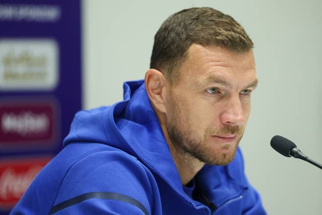 Bosnia press: UEFA Nations League Edin Dzeko of Bosnia and Herzegovina speaks on a press conference, PK, Pressekonferenz on October 01, 2026 in Sarajevo, Bosnia and Herzegovina. Edin Dzeko will end his international career with 152 appearances for Bosnia and Herzegovina after tomorrow s match against Sweden.  ArminxDurgut PIXSELL