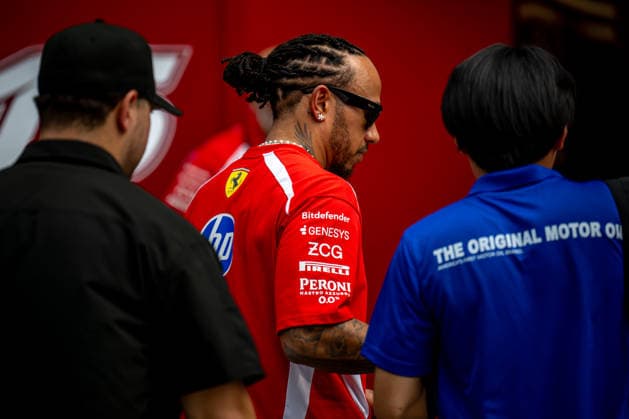 SEPANG, MALAYSIA: Lewis Hamilton, racing for the Ferrari team during the 2026 Formula 1 Bahrain Grand Prix at the Sepang International Circuit in Sepang, Malaysia