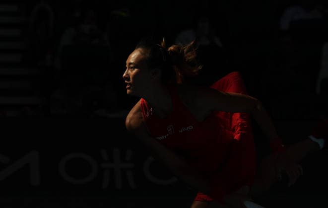 (261001) -- BEIJING, Oct. 1, 2026 -- Zheng Qinwen competes during the women s singles first round match between Zheng Qinwen of China and Shi Han of China at 2026 China Open tennis tournament in Beijing, China, Oct. 1, 2026. ) (SP)CHINA-BEIJING-TENNIS-CHINA OPEN-WOMEN S SINGLES(CN) BaixXuefei