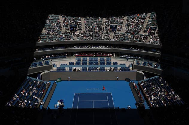 (261001) -- BEIJING, Oct. 1, 2026 -- Zheng Qinwen competes during the women s singles first round match between Zheng Qinwen of China and Shi Han of China at 2026 China Open tennis tournament in Beijing, China, Oct. 1, 2026. ) (SP)CHINA-BEIJING-TENNIS-CHINA OPEN-WOMEN S SINGLES(CN) BaixXuefei