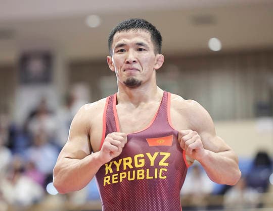 (261001) -- NAGOYA, Oct. 1, 2026 -- Kyrgyzstan s Zholoman Sharshenbekov celebrates after defeating Uzbekistan s Alisher Ganiev during their Men s Greco-Roman 60kg Final Bout of Wrestling at the 20th Asian Games Aichi-Nagoya 2026 in Nagoya, Japan, Oct. 1, 2026. ) (SP)JAPAN-NAGOYA-ASIAN GAMES-WRESTLING-MEN S GRECO-ROMAN 60KG LongxLei