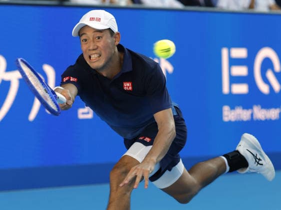 Tennis: Nishikori s final match Japan s former world No. 4 Kei Nishikori competes en route to losing to Frances Tiafoe of the United States in the first round of the final tournament of his tennis career at the Japan Open at Ariake Tennis Park in Tokyo on Oct. 1, 2026. The 36-year-old Nishikori, the first Asian male player to reach a Grand Slam singles final at the 2014 U.S. Open, announced in April 2026 that he would retire at the end of the current season.  A14AA0005629627P